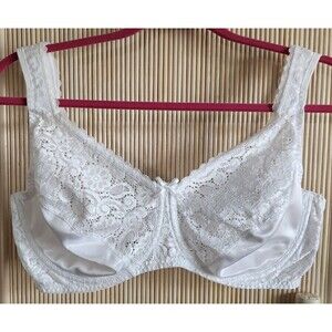 Wonderbra Size 40D White Lace Underwire Padded Straps Full Coverage W1909 EUC